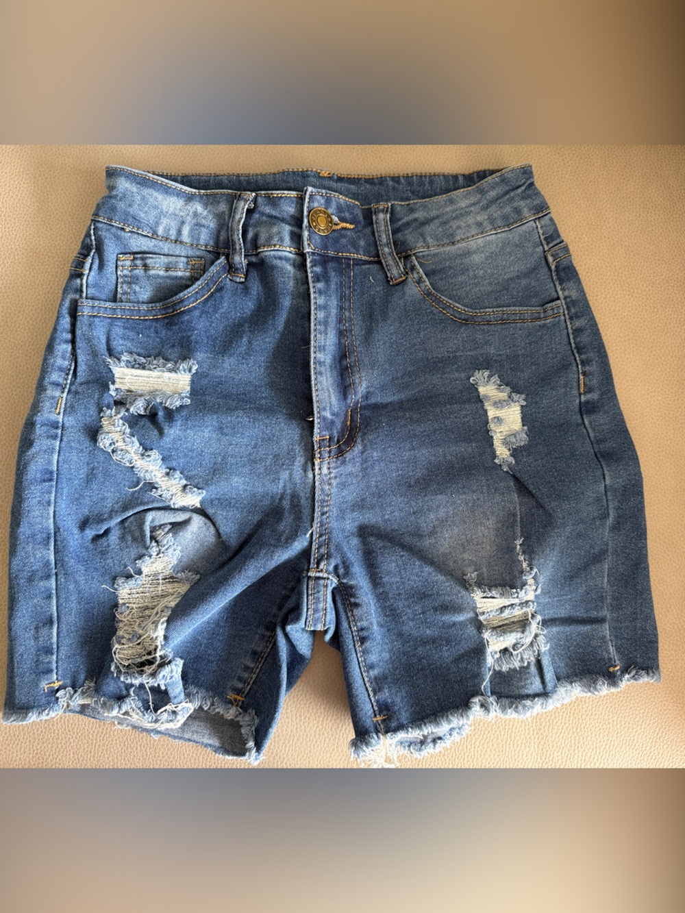 Women’s Distressed Blue Denim Jeans Shorts